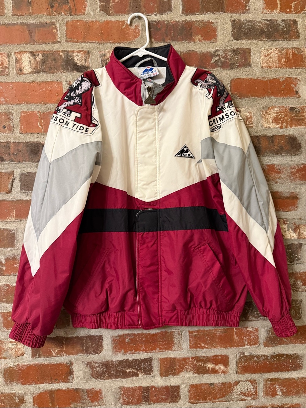 J32 - Apex Vintage Alabama Crimson, White & Black Colorblock Men’s Windbreaker